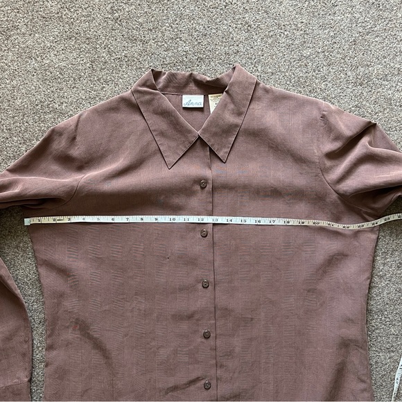 Vintage Anna Button Up Blouse Shirt Top Womens XL Checkered Pattern 90s Workwear - Picture 15 of 16